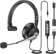 Wantek 3in1 Headset 3.5mm with USB to Type-C Microphone Headphone for PC/Phone