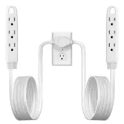 3-Prong Twin Extension Cord 16FT Double Cord 8 FT Each Side Slim Flat Head Ex...