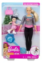 You Can Be Anything Barbie Ice-Skating Coach. Box Has Some Damage. 2 Doll Set.