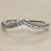 New Authentic Pandora Shimmering Wish Ring 196316CZ W Tag & Suede Pouch