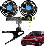 Electric Car Cooling Air Fan | Dual Head Clip- Seat Fans - Rotatable Strong Wind Air Circulation Fan for Car, Boat, Sedan, SUV, Van, Truck, RV