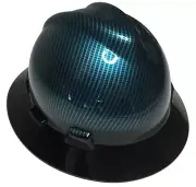 Dipped MSA Full Brim VGuard Hard Hat Light Blue Kandy Carbon Fiber W/Black Brim