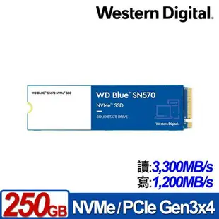 【含稅公司貨】WD 藍標 SN570 250GB 500GB 1TB NVMe M.2 PCIe SSD 固態硬碟