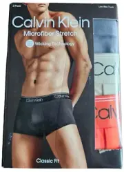 Calvin Klein 3 Pack Men's XL Microfiber Stretch Low Rise Trunk Classic Fit NEW