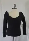 Ana Womens Off the Shoulder Peasant Puff Sleeve Convertible Blouse Black Sz Med