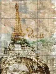 Paris Tile Backsplash Ceramic Mural Roberto Eiffel Tower Art LRA001
