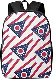 Chrycm Ohio State Flag Lightweight 17in Backpack â€“ Spacious And Fashionable Bag For Men Women Laptop Travel, Black, One Size, Daypack Backpacks