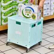 Foldable Shopping Cart Trolley Basket Rolling Folding Grocery Portable [Colour: Blue]