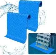 2 Rolls Swimming Pool Ladder Mat Protective Pad Rubber Mats Step Non Slip Blue