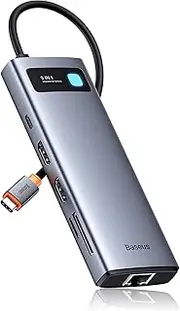 Baseus 9 in 1 Docking Station USB C 4K @ 120Hz, 2 HDMI Dual Monitors USB C Hub, 1000Mbps Ethernet, 100W PD, TF/SD Card Reader, USB 3.0, Multiport Adapter for MacBook/Dell/HP/Surface/Lenovo & More PC