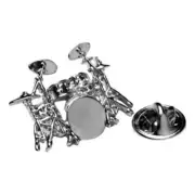 Polished Drum Kit Jazz Band silver-plated pin badge gift musician