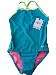 Dolfin Swimwear Girl’s Uglies One Piece Training Swimsuit Turquoise Size 14