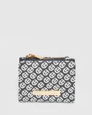 Navy Blue Monogram Han Mini Wallet
