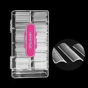 SITELENABY No C Curve XXL Nail Tips-Clear Acrylic Nails Square Shape Nail Tips 500 pcs Flattened Half Cover False Nails for Nail Salons and DIY French ABS Nail Art Tips