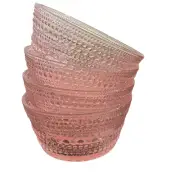 CUPCAKES AND CASHMERE Posh Pink Glass Hobnail Tidbit Dip Bowls Set of 4 NEW