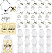 [Youdaju] 15 Sets Employee Appreciation Gifts Thank You Keychain Gifts Bulk New Job Gifts Leaving Gifts Inspirational Bee Keychain with Thank You Card Organza Bag for Women Men Teacher Worker Staff,