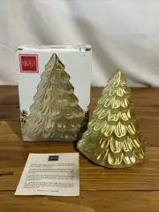 MIKASA Winter Dreams Gold Christmas Tree Light Votive Holder Frosted Glass