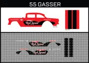 Hot Wheels(1/64),55 Gasser "Red Squad" Waterslide,Printed White First,Decals