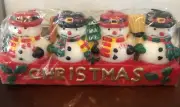 Vintage Christmas Four Snowmen Candles