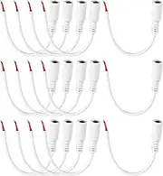 uxcell 15pcs DC Power Pigtails Cable, 5.5 x 2.1mm Female Barrel Plug Connector to Bare Wire Open End for CCTV Camera, DVR, LED Strip, 15cm White