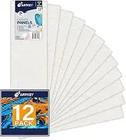 Canvas Panels 4x12 Inch 12-Pack, 10 oz Primed 100% Cotton White Blank Canvases for Painting, Long Flat Canvas Boards for Oil Acrylics Watercolor & Tempera Paints