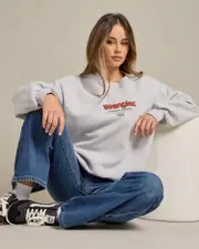 [Wrangler] Wrangler Women's Discover Slouch Sweatshirt in Grey Marle Size 4 4 Grey Marle