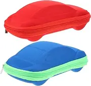 [WRITWAA] 2pcs Eva Car Shape Glasses Case Zipper Sturdy Stylish for Boys and Girls Random