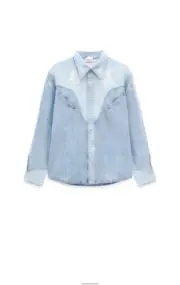 Zara X Barbie Denim Shirt With Embroidery Size S