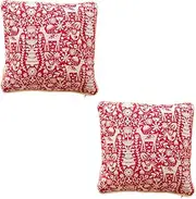 Set of 2 White Deer in the Woods Christmas Throw Cushion Pillow Covers