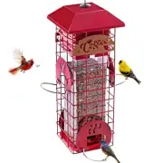 Squirrel Proof Bird Feeders for Outdoors Tube Metal Mesh Hanging Bird Seed