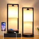 Wireless Charging Touch Control Table Lamps Set of 2, Bedside Nightstand Lamps W