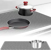Silicone Stove Top Cover Mat Protector 27.6'' x 19.7'' Stove Top Covers for Electric Stove Heat Resistant Stovetop Cooktop Oven Burner Mat for Ceramic Glass RV Induction Dish Drying Mat(grey)