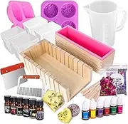 Deluxe Soap Making Kit, Includes All Soap Making Supplies with Silicone Soap Molds, Soap Base, Soap Cutter Box and More, DIY Crafts for Adults Kit