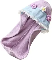 WOFASHPURET Absorbent Hair Drying Hat for Women Cute Flower Design Fleece Hair Turban Towel Quick Drying Shower Cap Lightweight Portable Travel Accessory