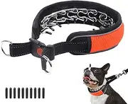 Martingale Collar for Dogs, Reflective No Pull Dog Collar for Medium Large Dogs, Adjustable Anti Pull Dog Collar for Walking Training, Heavy Duty Nylon Slip Collar with Buckle 2 Inch Wide M Orange