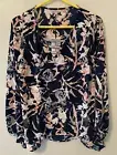 Juicy Couture Blouse Women's Small Blue Pink V-Neck Chiffon Long Sleeve NWT $44