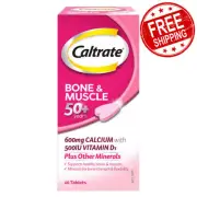 Caltrate Bone & Muscle 50+ Years 60 Tablets 600mg Calcium with 500iu Vitamin D3