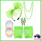 Retro Dress Headband Fishnet Gloves Costume Accessories Set Necklace 80s Fancy