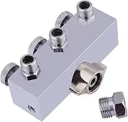 Metal Air Hose Splitter, 3-Way Cross Lever, Quick-Connect, Silver, 6.3 mm / 0.25 inch, Airbrush Adapter