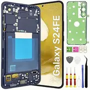 OLED Galaxy S24 FE Screen Replacement for Samsung Galaxy S24 FE LCD Screen Touch Digitizer Display Pantalla with Frame Tool kit SM-S721U with Fingerprint Graphite