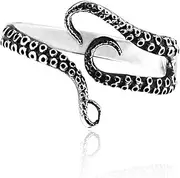 [ZMY Home] Titanium Rings Genuine Stainless Steel Jewelry Antenna of Sea Octopus Punk Rock Statment Ring