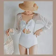One-Piece Women‘s Swimsuits Pure Color High-Waisted Sheath Swimwear Sweet Backless Bowknot Design Spa Bathing Suit Bikini