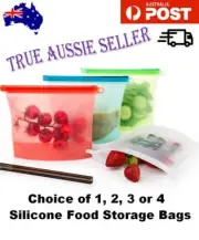 Silicone Reusable Zip Lock Pouch Fresh Sealer Food Storage Bags