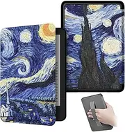 Case Cover Compatible for Kindle Paperwhite (7", 12th Generation, 2024 Release) with Hand Strap, Case Magnetic Hard Back Cover with Auto Wake/Sleep (Blue)