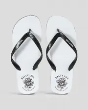 [Salty Life] Salty Life Men's Seafarer Flip Flops Slippers in White/Black Size 09 09 White/Black
