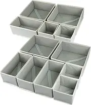 12 Pack Drawer Organizer for Clothing, Foldable Cloth Drawer Dividers Storage Bins, Clothes Drawer Organizer for Underwear,Folded Clothes,Baby Clothing,Socks,Bra,Towels,Ties