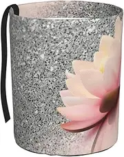 GYLILI Trendy Girly Lotus Silver Car Trash Can Leak Proof Hanging Waterproof Garbage Can Multipurpose Trash Bin for Car SUV Front Seat Headrest Collapsible and Portable Storage Pocket
