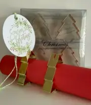 4 CHRISTMAS NAPKIN RINGS HOLDERS PLACE CARDS TREE cookie cutter silver rose gold