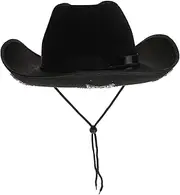[Holibanna] Rhinestone Cowboy Hat Wide Brim Women Men Sparkly Party Hat for All Ages Black