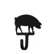 Village Wrought Iron WH-11-S Pig Wall Hook Small - Black